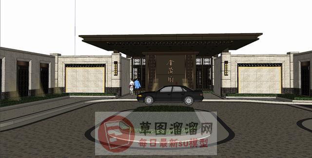 新亚洲风格小区SU模型