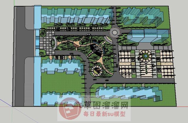 小区公园绿化SU模型