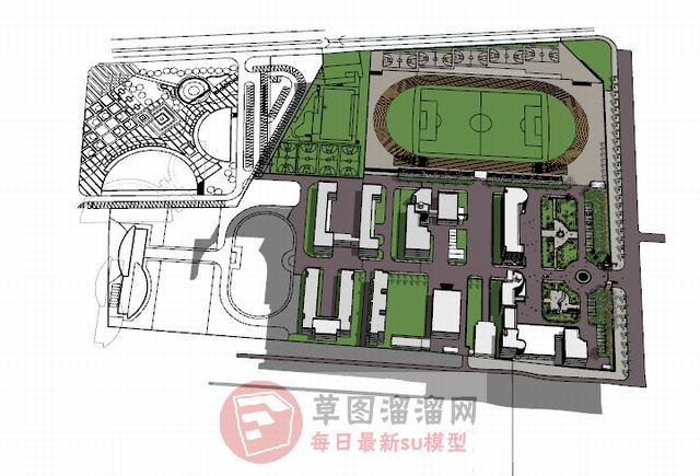 学校教学楼建筑大楼SU模型