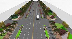 公路街道绿化SU模型