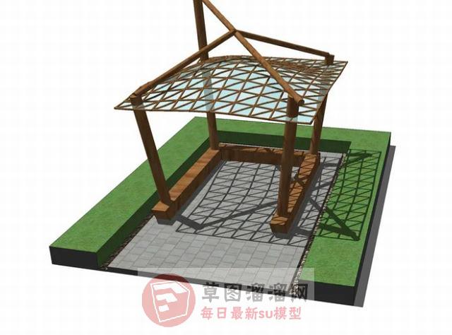 曲面凉亭廊架SU模型