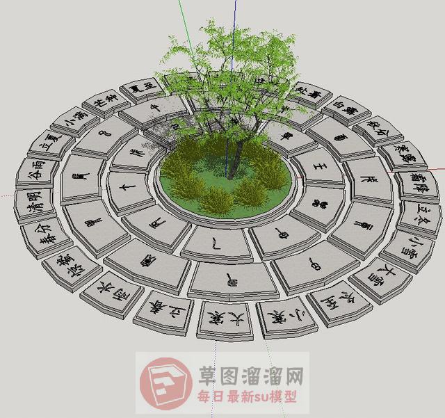 中式文化雕塑SU模型