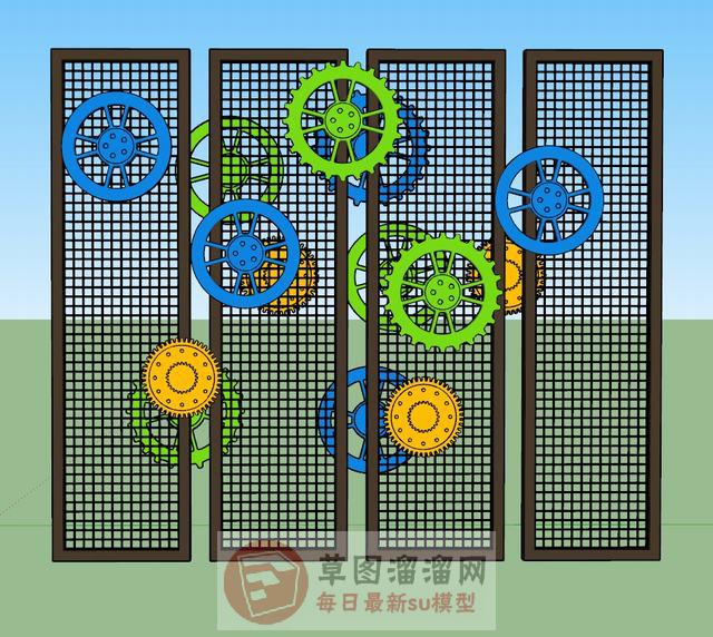 工业风屏风隔断SU模型