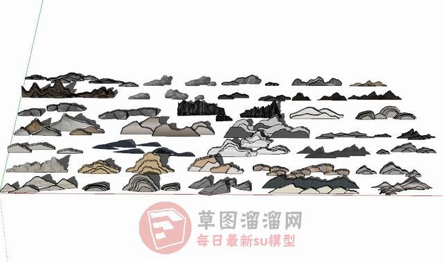 片石假山配景SU模型