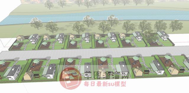 户外露营房车SU模型