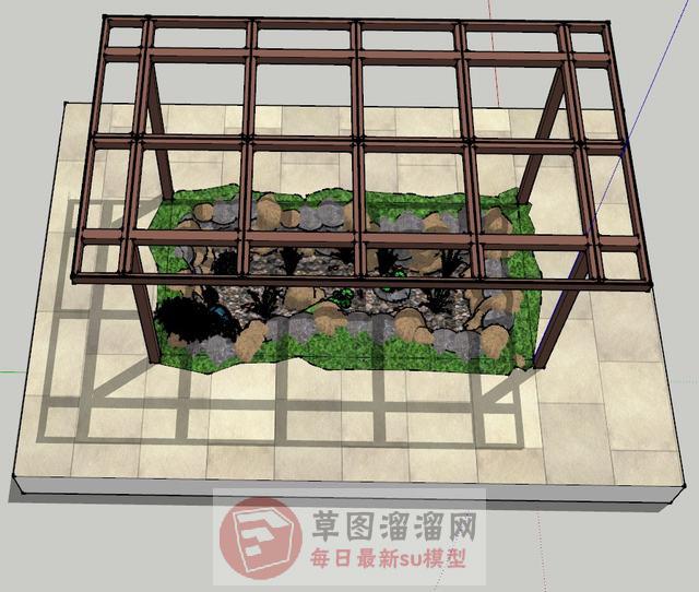 阳光棚水池鱼池SU模型