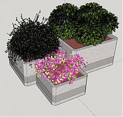 石制花箱花圃SU模型 免费sketchup模型下载