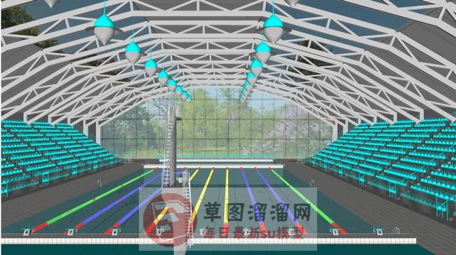 游泳池比赛场地SU模型
