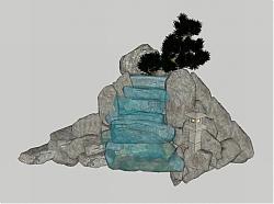 假山流水石头SU模型