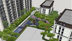 中式小区建筑SU模型
