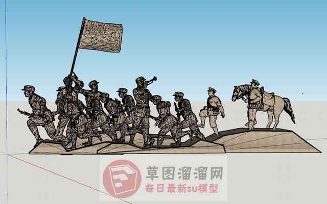 红军雕塑人物SU模型