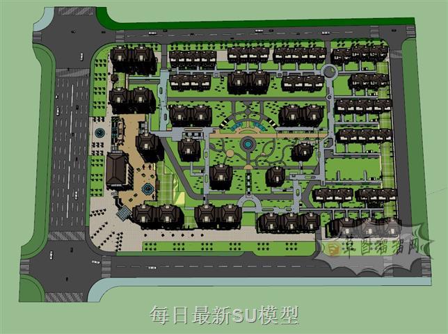 欧式建筑小区SU模型