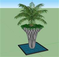 流水植物小品SU模型