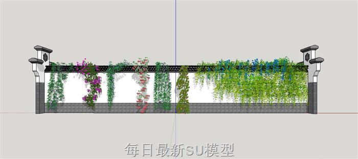 中式景墙围墙SU模型