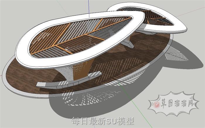创意叶子廊架SU模型