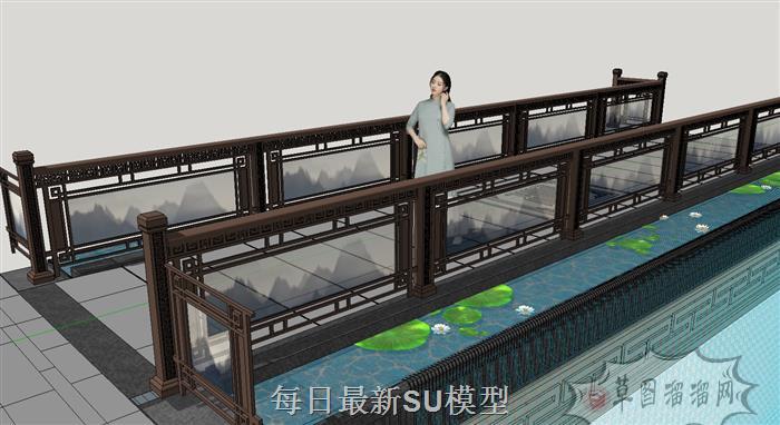 中式景观桥SU模型
