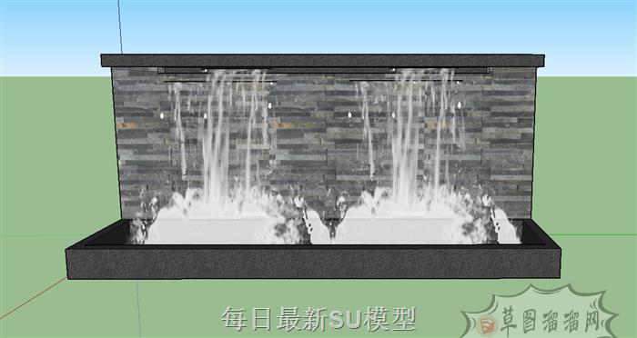 景观流水景墙SU模型