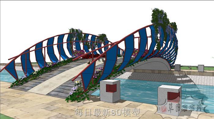 树桥桥梁景观桥SU模型
