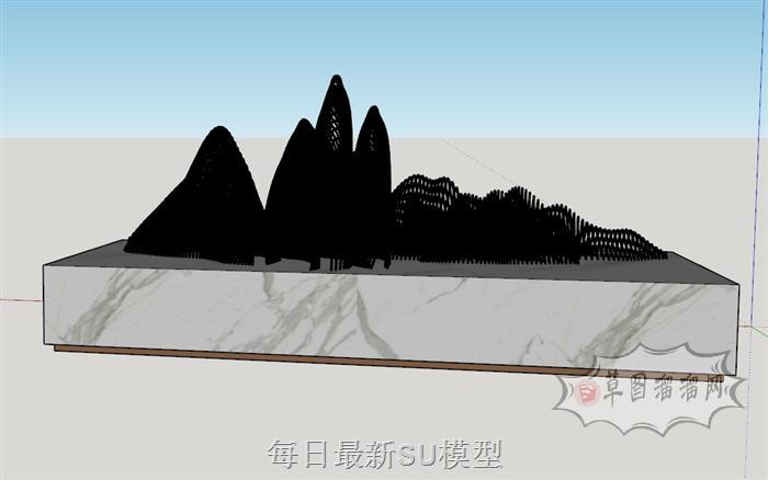 中式室内假山SU模型