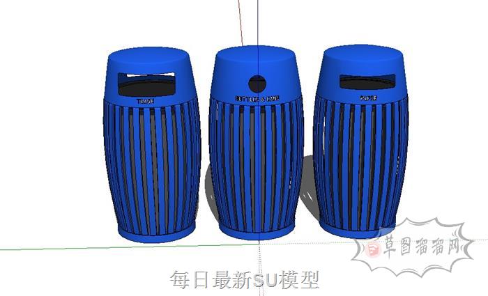 生态分类垃圾桶SU模型