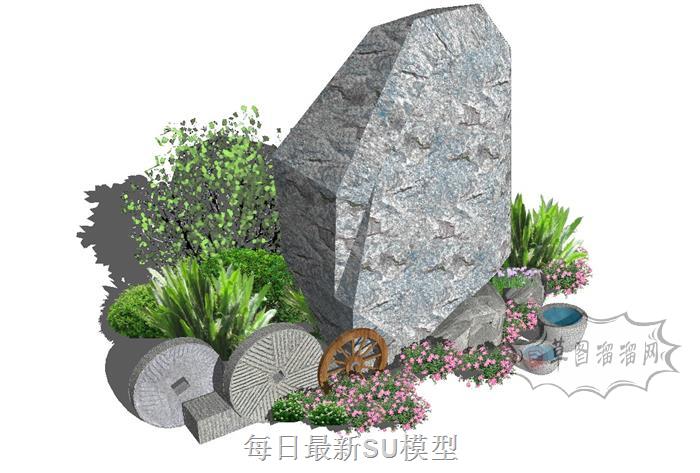 景观石头置石SU模型