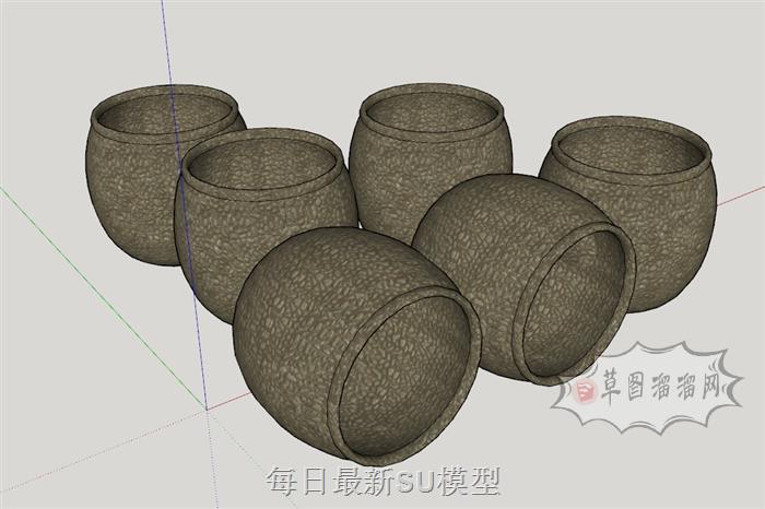 水缸景观小品SU模型