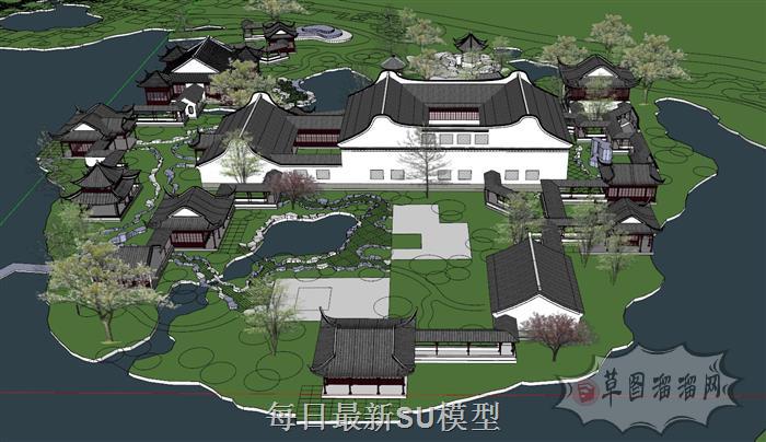 中式古典园林SU模型
