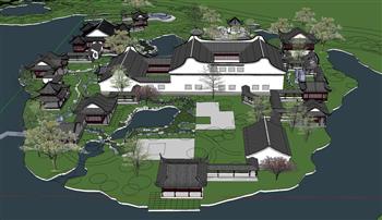 中式古典园林SU模型
