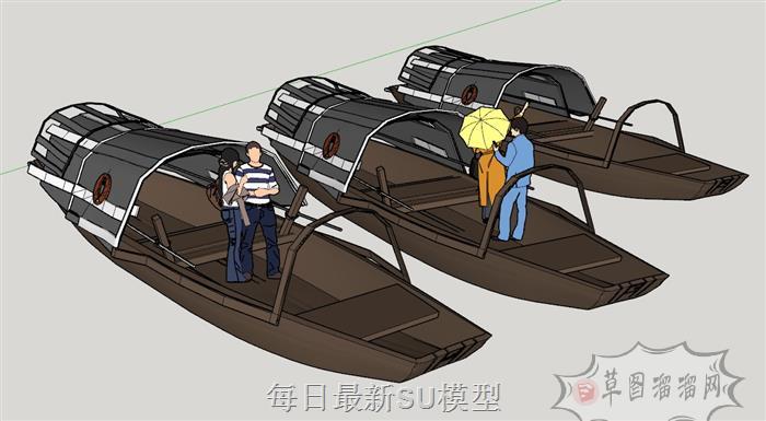 乌篷船小舟小船SU模型