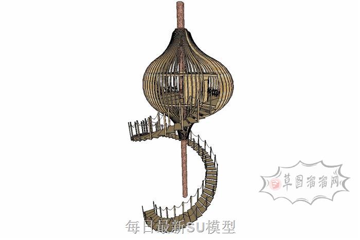 螺旋景观树屋SU模型