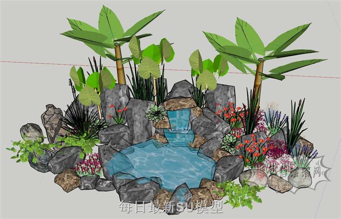 景观水池SU模型