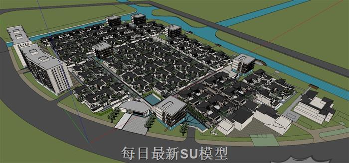 现代别墅小区SU模型