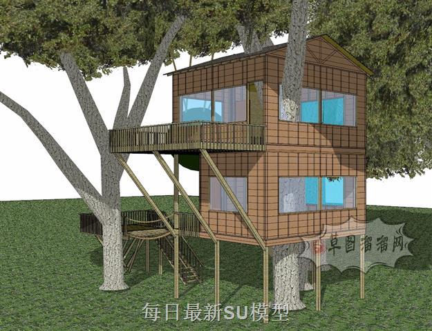 树屋木屋住宅SU模型