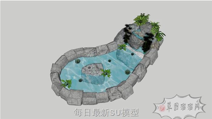 景观水池流水SU模型
