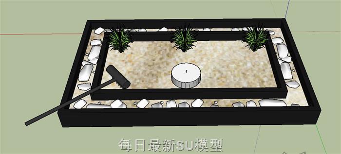中式庭院枯山水SU模型