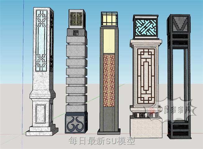 草坪灯景观灯景观柱SU模型