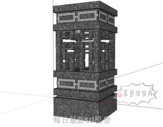 中式立柱柱墩SU模型