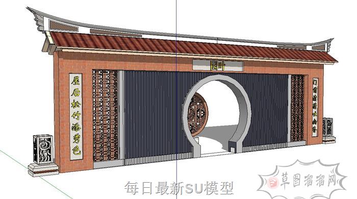 中式闽南月亮门SU模型