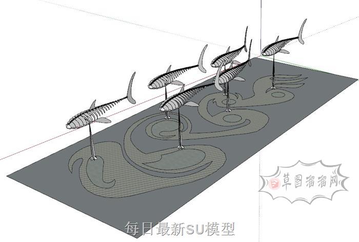 鱼雕塑景观SU模型