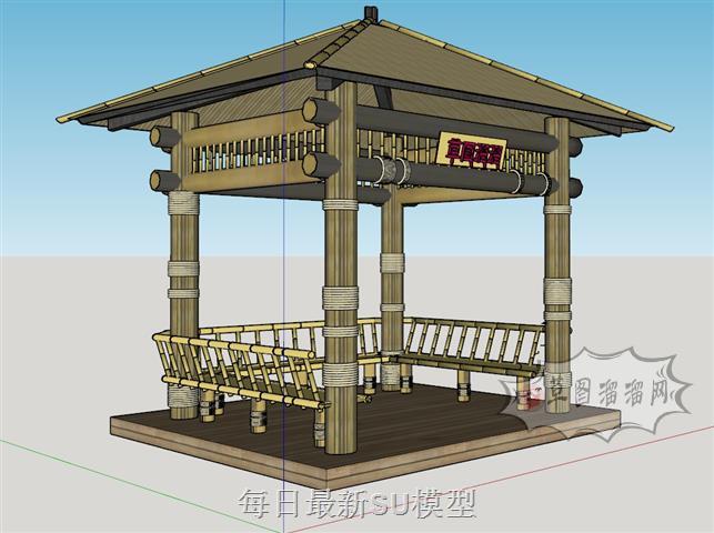 日式凉亭竹亭SU模型
