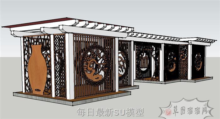 廊架SU模型