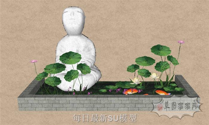 禅意景观和尚SU模型