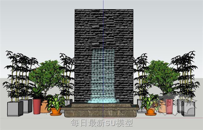 景观流水小品SU模型