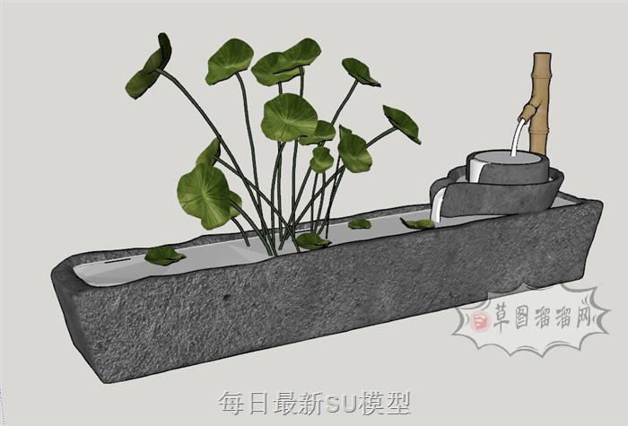景观水池流水SU模型