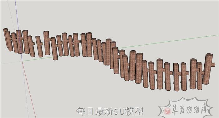 木头木桩景观SU模型
