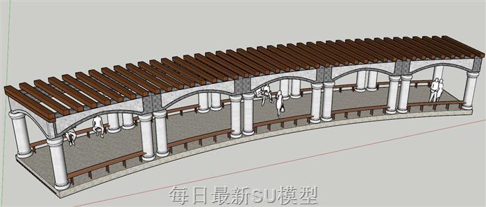 廊架廊道花架SU模型
