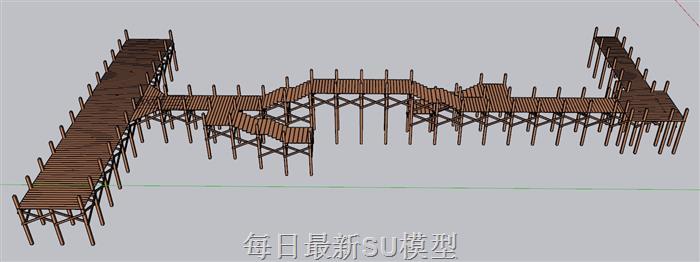 栈道桥SU模型