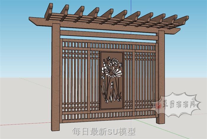 单臂廊架SU模型