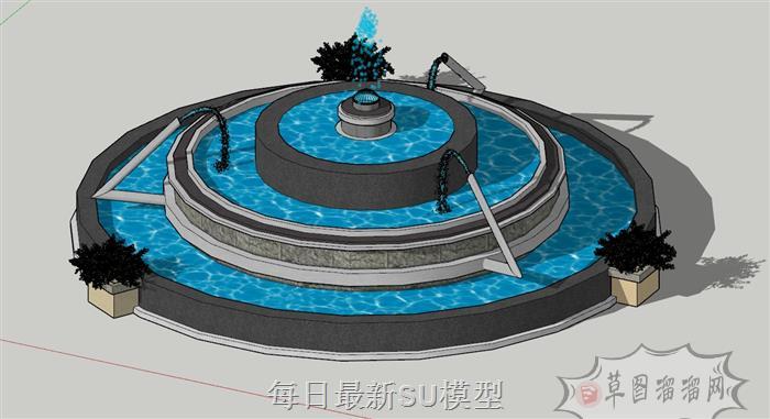 喷泉水景SU模型