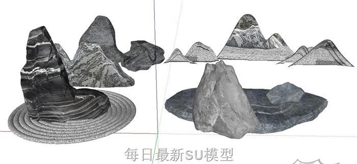 枯山水石叠石置石SU模型